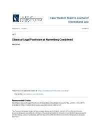 Classical Legal Positivism at Nuremberg Considered