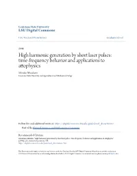 High Harmonic Generation by Short Laser Pulses