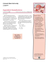 Ingredient Substitutions Fact Sheet No