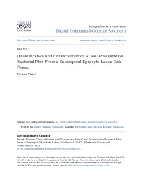Quantification and Characterization of Net Precipitation Bacterial Flux from a Subtropical Epiphyte-Laden Oak Forest