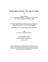 Recruitment and Ddr: the Case of Liberia