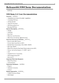 Release66:Nwchem Documentation 1 Release66:Nwchem Documentation