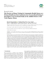 The Practice of Home Visiting by Community Health Nurses As A