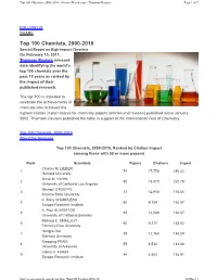 Top 100 Chemists, 2000-2010 - Sciencewatch.Com - Thomson Reuters Page 1 of 7