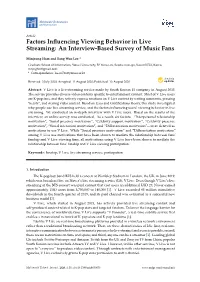 Factors Influencing Viewing Behavior in Live Streaming