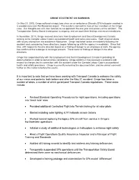 It Is Important to Note That We Have Been Working with Transport Canada to Enhance the Safety of Our Crews and Patients, Both Before and After the May 31 Accident