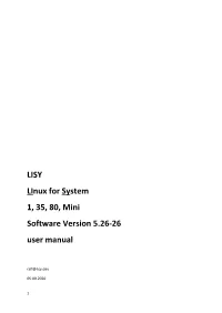 LISY Linux for System 1, 35, 80, Mini Software Version 5.26-26 User Manual