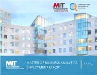 Master of Business Analytics Employment Report
