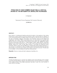 Pyrolysis of Char Forming Solid Fuels: a Critical Review of the Mathematical Modelling Techniques