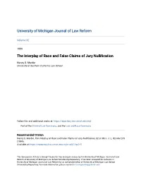 The Interplay of Race and False Claims of Jury Nullification