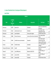3. Index of Candidate Sites for Development/Redevelopment