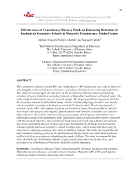 Effectiveness of Constituency Bursary Funds in Enhancing Retention of Students in Secondary Schools in Manyatta Constituency, Embu County