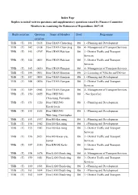 Index Page Replies to Initial Written Questions and Supplementary Questions Raised by Finance Committee Members in Examining the Estimates of Expenditure 2017-18