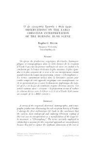Ὁ Ὤν Εὐλογητὸς Χριστὸς Ὁ Θεὸς Ἡμῶν: Observations on the Early Christian Interpretation of the Burning Bush Scene