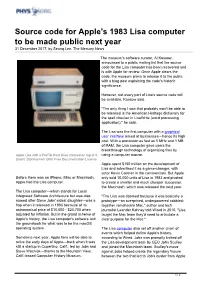 Source Code for Apple's 1983 Lisa Computer to Be Made Public Next Year 31 December 2017, by Seung Lee, the Mercury News