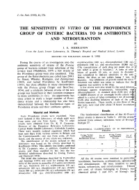 The Sensitivity in Vitro of the Providence And