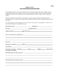 4020/1 Resignation Exit Interview Questionnaire