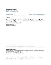 Geometric Algebra: an Introduction with Applications in Euclidean and Conformal Geometry