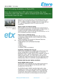 H264 Encoding Available on Etere ETX
