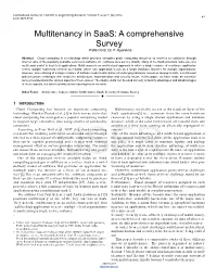 Multitenancy in Saas: a Comprehensive Survey Pallavi G B, Dr