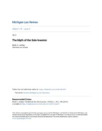 The Myth of the Sole Inventor