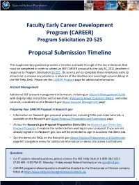 2021 CAREER Proposal Submission Supplementary Guidance