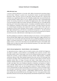 Composer David Lyon: an Autobiography