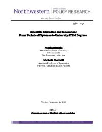 From Technical Diplomas to University STEM Degrees Nicola Bianchi