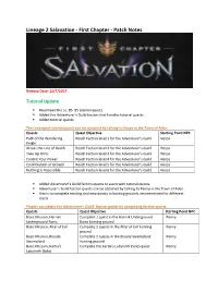 Lineage 2 Salavation - First Chapter - Patch Notes