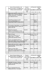 Name & Present Address and Purpose DETAILS of LEASED