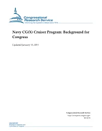 Navy CG(X) Cruiser Program: Background for Congress