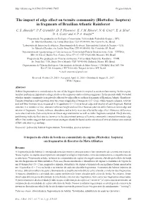 The Impact of Edge Effect on Termite Community (Blattodea: Isoptera) in Fragments of Brazilian Atlantic Rainforest C