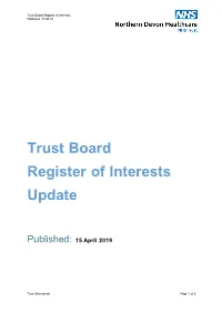 Trust Board Register of Interests Update