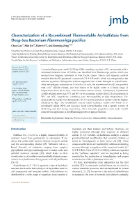 Characterization of a Recombinant Thermostable Arylsulfatase from Deep-Sea Bacterium Flammeovirga Pacifica Chao Gao1†, Min Jin2†, Zhiwei Yi2, and Runying Zeng2,3,4*