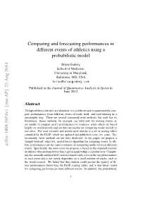 Comparing and Forecasting Performances in Different Events of Athletics Using a Probabilistic Model