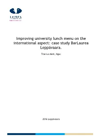Improving University Lunch Menu on the International Aspect: Case Study Barlaurea Leppävaara