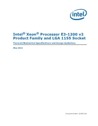 Intel® Xeon® Processor E3-1200 V2 Product Family and LGA 1155 Socket