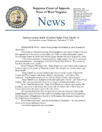 Justices Mourn Death of Retired Judge Paul Zakaib, Jr
