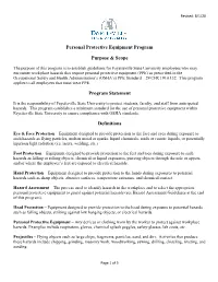 Personal Protective Equipment Program Purpose & Scope