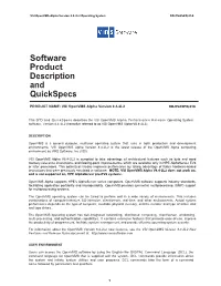 Software Product Description and Quickspecs