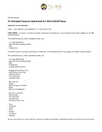 27 Animated Features Submitted for 2016 OSCAR Race