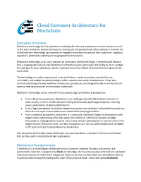 Cloud Customer Architecture for Blockchain