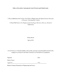 Ethics of Facebook: Analyzing the Social Network and Global Leader