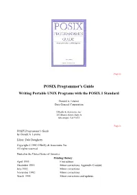 POSIX Programmer's Guide Writing Portable UNIX Programs with the POSIX.1 Standard