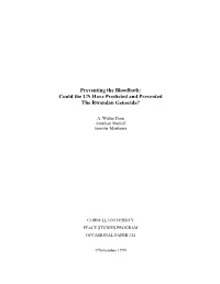 Preventing the Bloodbath: Could the UN Have Predicted and Prevented the Rwandan Genocide?