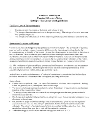 General Chemistry II Chapter 18 Lecture Notes Entropy, Free Energy and Equilibrium