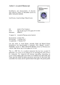 Identification and Characterization of Phenolics from Ethanolic Extracts of Phyllanthus Species by HPLC-ESI-QTOF-MS/MS
