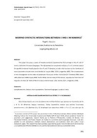 Morpho-Syntactic Interactions Between V and C in Romance1