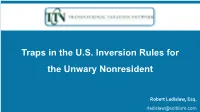 Traps in the U.S. Inversion Rules for the Unwary Nonresident