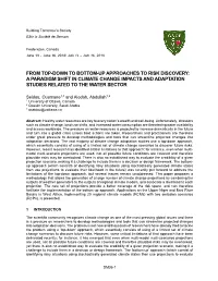 A Paradigm Shift in Climate Change Impacts and Adaptation Studies Related to the Water Sector